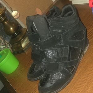 Sparkly Black High-Top Sneakers